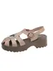 Sandalias Casuales Transfronterizas Europeas y Americanas para Mujer 2026 Sandalias Romanas Planas Retro Punta Cerrada Suela Gruesa Nueva Primavera Venta al por Mayor Talla Grande