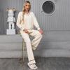 Moda transfronteiriça europeia e americana Terno de malha Feminino 2024 Outono e inverno Novo suéter casual solto Pulôver Conjunto de duas peças de malha