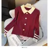 Suéter de Punto de Manga Larga con Bloques de Color Estilo Universitario Coreano para Mujer, Top de Punto Delgado de una Sola Fila para Otoño e Invierno