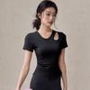 Traje de yoga de alta gama de manga corta para mujer, camiseta deportiva de verano para entrenamiento profesional de pilates y fitness, para adelgazar y correr.