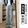 Calça esportiva feminina estilo coreano cinza claro boca de sino, nova coleção de outono, simples e versátil, modelagem solta, emagrecimento, com bom caimento, calça longa casual