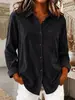 Nova camisa vintage outono e inverno 2026 Amazon europeia e americana transfronteiriça, top casual solto e grosso, manga longa com gola de lapela