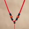 Cordón Tejido Hecho a Mano de Oro y Jade para Colgante de Mujer, Cordón para Collar con Colgante de Ágata de los Doce Signos del Zodiaco para Hombre