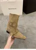 Botas de Cano Curto Ocidentais de Cowboy da Moda com Acabamento Fosco para Mulheres, Novo Estilo Outono/Inverno 2026, Solado Plano, Botas de Moda Conversíveis