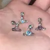 Aretes Saturno de Diamantes de Colores Únicos con Cierres Planos de Rosca, Versátiles Aretes para Hélice