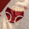 Estilo Popular Roupa Íntima Feminina 100% Algodão para o Ano de Nascimento, Forro Antibacteriano de Grafeno, Sem Costura, Cintura Média, Respirável, Calcinha Feminina Vermelho Vibrante