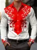 Camisa Retro de Manga Larga para Hombre Estilo Occidental Europeo y Americano Transfronteriza Moda Impresión 3D Casual de Botones Solos