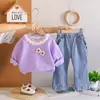 Conjunto de Ropa de Otoño para Niñas 2026 Nuevo Estilo Infantil Otoño Elegante Bebé Primavera Otoño Sudadera de Moda Manga Larga Conjunto de Dos Piezas Moderno