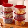Caja de almacenamiento de plástico redonda de grado alimenticio para congelador de cocina, contenedor transparente sellado para conservar frutas secas y bocadillos