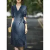 Vestido de té de seda con lunares Vestido de seda de alta gama Nuevo vestido de longitud media para mujer Primavera Verano 2026