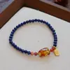 Pulsera de Lapislázuli Natural Azul Imperial con Cera de Abejas Natural Joyería de Mano de Alta Gama Cuerda Blanca para Mano al por Mayor