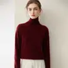 Novo suéter de cashmere puro outono e inverno para mulheres, gola alta, solto e modelador, blusa de tricô versátil