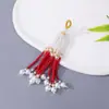 Dinastia Song Brocado Pérola Contas Franja Pingente Feito à Mão Pequena Franja DIY Hanfu Acessórios Chaveiro Pingente