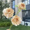 Flores Artificiales de Ciervo de Nieve y Loto de 3 Cabezas Decoración de Boda para el Hogar Flores Falsas Al Por Mayor
