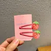 2 Pacotes de Prendedores de Cabelo Infantis Fofos de Frutas Verão Pêssego Doce Morango Grampo de Cabelo Elástico de Cabelo Combinação Divertida de Acessórios de Cabelo