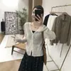 Loja Principal Shanghai Dan Nong/Cardigã de Tricô com Mangas Sino Vazado Proteção Solar Tencel Linho Gola V Camisa para Ar Condicionado para Mulheres Verão