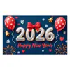 Fiesta de Cuenta Regresiva de Nochevieja 2026 Fondo para Fotografía Decoración de Feliz Año Nuevo Tema Bandera para Puerta de Garaje