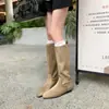 Botas de tornozelo quadradas retrô estilo francês, que aumentam a altura, para mulheres, nova coleção outono/inverno, botas de montaria versáteis de cano alto