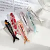 Grampo de Cabelo Dopamina Fofo Colorido em Formato de Peixe com Strass para Franja, Estilo Doce e Descolado Grampo Bico de Pato para Meninas