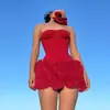 Cf24432 Primavera 2026 Nueva Falda Corta, Estilo Femenino, Textura Floral Sexy Tridimensional, Vestido Tube Top
