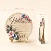 Anuncio de nacimiento de bebé de madera 'hola mundo' transfronterizo, tablero rosa floral, accesorio de fotografía para recién nacidos, recuerdo