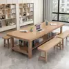 Mesa tejida de bambú Nueva rural Doble capa Gran libro Doble Mesa de estudio moderna Mesa de comedor con esquinas redondeadas de bambú Mesa grande