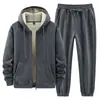 Nuevo Traje de Invierno 2025 con Forro de Borrego para Hombre, Sudadera Casual de Borrego de Cordero, Engrosado con Logo en el Pecho