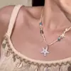 Collar trenzado de cuentas con conchas de estrella para mujer, Accesorio gargantilla estilo vacación en la playa, Cadena versátil para la clavícula, Exclusivo transfronterizo al por mayor