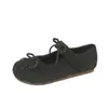 Vestido Estilo Francês Sapatos Baixos Planos Femininos 2025 Nova Primavera Laço Mary Jane Sapatos de Estilo Delicado