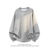 Camiseta de manga larga de color liso con cuello redondo estilo americano, nueva colección de otoño, sudadera casual y holgada para hombre, top base tipo pullover
