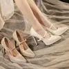 Sapatos Salto Ultra Alto Bico Fino Impermeáveis Plataforma Boca Rasa Salto Agulha Slip-On para Mulheres, Couro Genuíno Sexy Salão de Dança Sapatos Mary Jane, Sapatos de Casamento