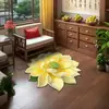 Alfombra de Dormitorio con Forma Especial de Loto Estéreo 3D Felpudo de Baño Terciopelo de Cristal Alfombrilla Absorbente Antideslizante para Lavabo de Baño