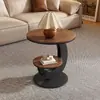 Mesa de centro ovalada de lujo ligero color nogal estilo italiano para sala de estar, adecuada para apartamentos pequeños, modelo nuevo minimalista moderno