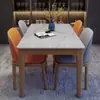 Juego de mesa de comedor y sillas de pizarra estilo italiano, mesa de comedor moderna para uso doméstico, madera maciza, tamaño pequeño, lujo ligero, mesa de comedor rectangular estilo occidental