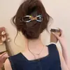 Presilha de Cabelo com Laço Color-Blocked para Mulheres, Presilha Bico de Pato Novo Estilo High-End 2025, Grampo para Parte de Trás da Cabeça, Acessório de Cabelo