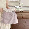 Vestido Infantil com Poás Vintage e Gola de Renda, Vestido Princesa de Verão Estilo Coreano para Meninas e Bebês