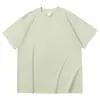 Camiseta de Algodón Puro 260g Cuello Pequeño Color Liso Estampada Marca de Moda Manga Corta Verano Unisex Nueva Camiseta de Cuello Redondo