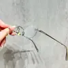 Nuevas Gafas Poligonales Ultraligeras Sin Montura para Mujer con Incrustaciones de Diamantes, Estilo Fresco e Intelectual, Adecuadas para el Uso Diario Sin Maquillaje, Se Pueden Adaptar con Lentes Graduadas