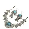 Moda Europea y Americana Retro Simple Exagerado Simple Gema Borla Elegante Collar Pendientes Conjunto de Joyería para Mujer Decoraciones