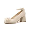 Zapatos para Mujer Jin Gang CH7002-2 Mary Jane de Tacón Grueso 2024 Nuevos Primavera y Otoño Tacones Altos de Combinación Universal Zapatos de Tacón Bajo de Boca Baja para Mujer