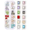 Acessórios para Nail Art Liga Metálica Vazada Estilo Palaciano Retangular Pedras Strass Super Brilhantes Coloridas Strass Pontiagudos Gelo-Claro Strass para Unhas