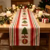 Novo caminho de mesa de Natal transfronteiriço com estampa de laço, decoração de mesa festiva, toalha de mesa longa, caminho de mesa personalizado