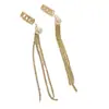 Material de cobre con baño de oro real, pendientes largos con borla de pedrería brillante, elegantes y modernos, hacen que el rostro parezca más delgado, pendientes de mujer a la moda y versátiles