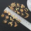 Kit Misto com 20 Peças de Ouro KC DIY Vintage Halloween Acessórios para Joias de Liga: Pingentes de Caveira, Fantasma, Abóbora, Aranha
