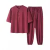 Traje de Ropa Sencilla Estilo Chino Budista Zen para Hombre Traje de Vestir de Algodón y Lino para Adorar a Buda Traje Tang Estilo Zen para Hombre para Meditación