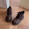 Botas Martin para Niños 2026 Otoño/Invierno Nuevas Hebilla Doble Estilo Británico Niños Medianos a Grandes Con Forro de Terciopelo Antideslizantes Cremallera Lateral Botas de Piel