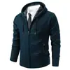Comercio Exterior 2026 Nuevo Cárdigan de Punto con Cremallera y Capucha Espeso Forrado de Polar para Hombre Joven Talla Grande Abrigo Suéter Cálido