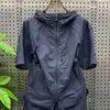 Traje de Dos Piezas Casual de Manga Corta con Capucha Delgado de Protección Solar de Verano para Hombre, Shorts de Pareja de Moda, Ropa de Trabajo Holgada, Secado Rápido
