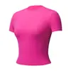 Camiseta de Kendall Jenner sin hombros para mujer, adelgazante, entallada a la cintura, elástica, versátil, simple, deportiva, de manga corta, top para yoga y fitness, secado rápido