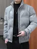 Chamarra de Plumas Enbu para Hombre para Otoño e Invierno, Casual Versátil Moderna de Color Sólido con Cuello Alto, Abrigo Grueso de Plumas de Pato Blanco